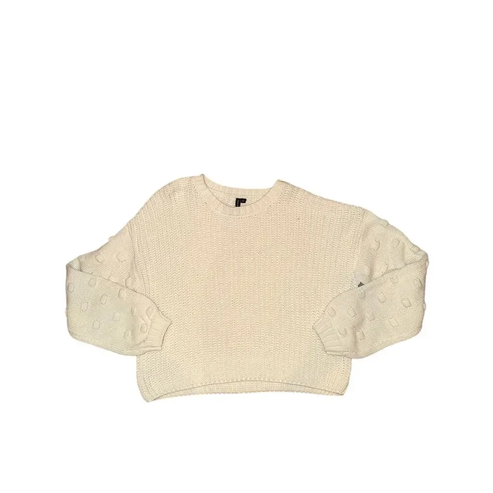 Moon & Madison Cream Cropped Sweater Women’s L Large